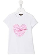 Roberto Cavalli Kids Animal Heart Logo Print T-shirt, Girl's, Size: 10 Yrs, White