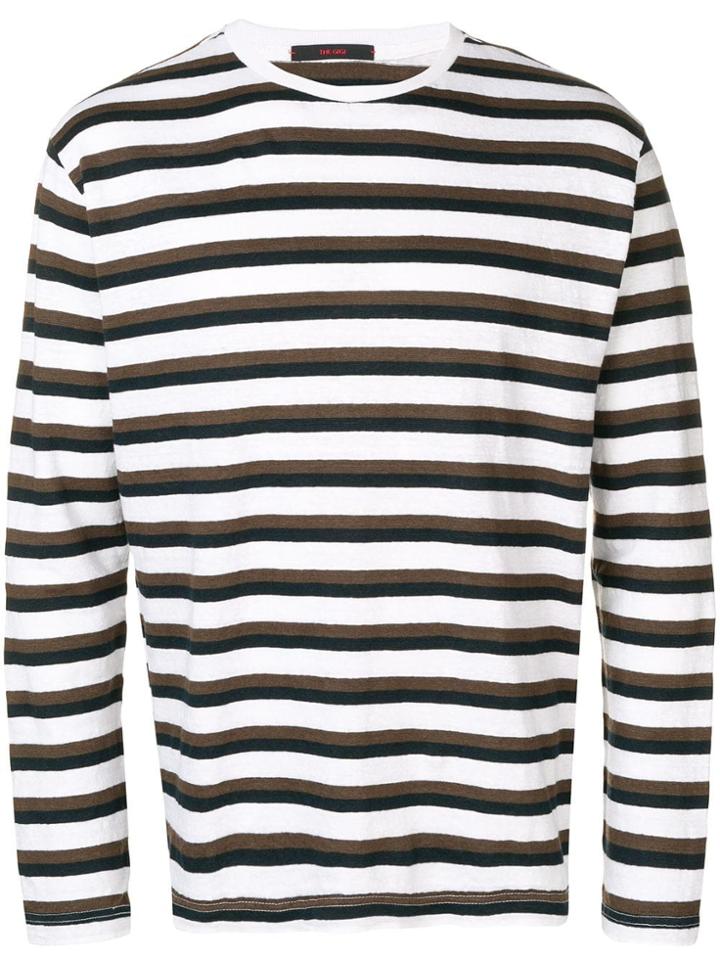 The Gigi Striped Knit Sweater - White