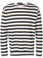 The Gigi Striped Knit Sweater - White