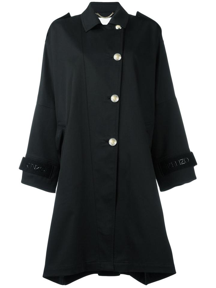 Kenzo Oversized Trench Coat, Women's, Black, Cotton/polyurethane/acetate