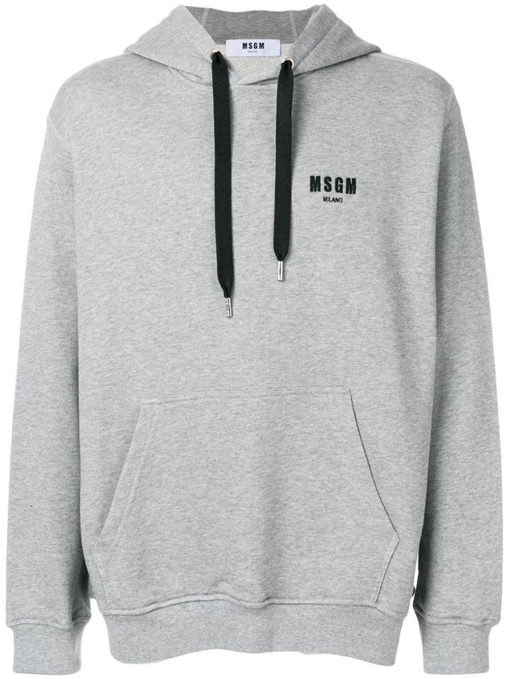 Msgm Drawstring Hoodie - Grey