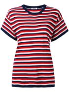 P.a.r.o.s.h. - Striped Knitted T-shirt - Women - Silk/cashmere - S, Blue, Silk/cashmere