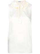 P.a.r.o.s.h. Pleated Neck Sleeveless Blouse - White