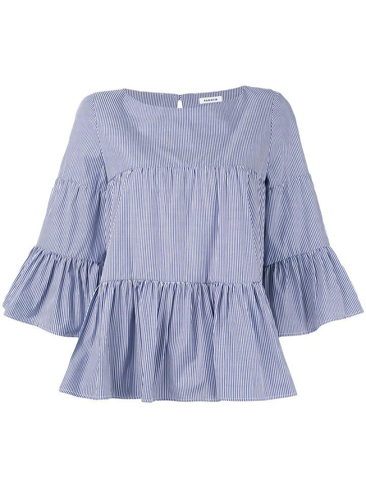 P.a.r.o.s.h. - Striped Tiered Top - Women - Cotton - M, Blue, Cotton