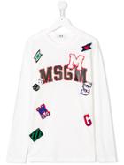 Msgm Kids Teen Patch Detailed T-shirt - White