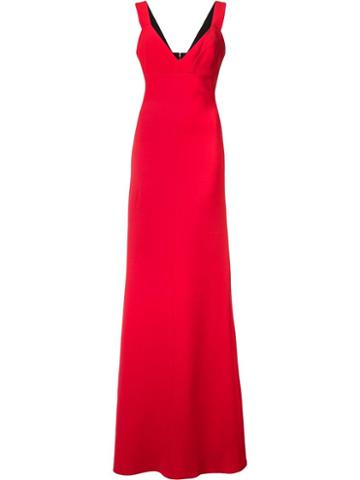 Victoria Beckham Sweetheart Neckline Gown, Women's, Size: 12, Red, Silk/wool