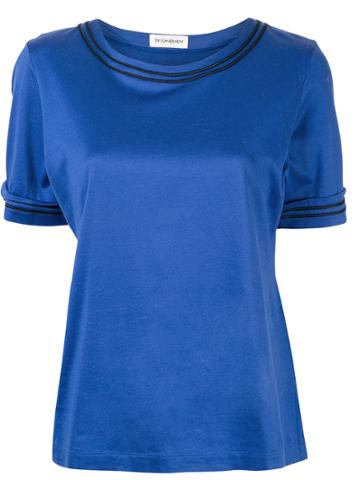 Yves Saint Laurent Pre-owned Piped Trim T-shirt - Blue