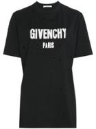 Givenchy Distressed Logo Print T Shirt - Black