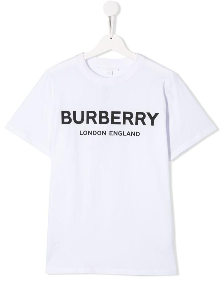 Burberry Kids Logo Printed T-shirt - White