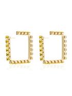 Area Crystal-embellished Square Hoop Earrings - Yellow