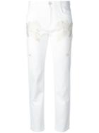 Stella Mccartney Skinny Boyfriend Embroidered Palm Jeans - White