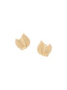 Susan Caplan Vintage 1960's Brushed Leaves Earrings - Gold