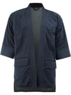 Wooster + Lardini Open Front Kimono-style Jacket, Men's, Size: 48, Blue, Cotton/polyester