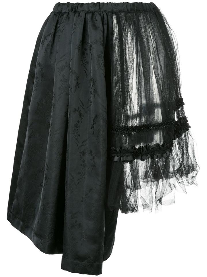 Comme Des Garçons Pre-owned Floral Embroidered Skirt - Black