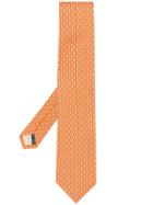 Salvatore Ferragamo Geometric-print Silk Tie - Orange