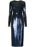 Dvf Diane Von Furstenberg Fitted Sequin Dress - Blue