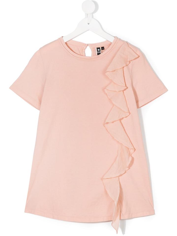 European Culture Kids Ruffle-trimmed T-shirt - Pink & Purple