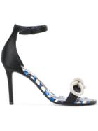 Emilio Pucci Gemstone Bow Front Sandals - Black