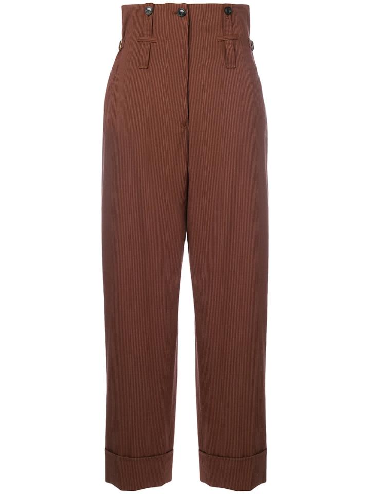 Jean Paul Gaultier Vintage High Waist Striped Trousers - Brown