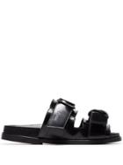 Ganni Dual Strap Flat Sandals - Black