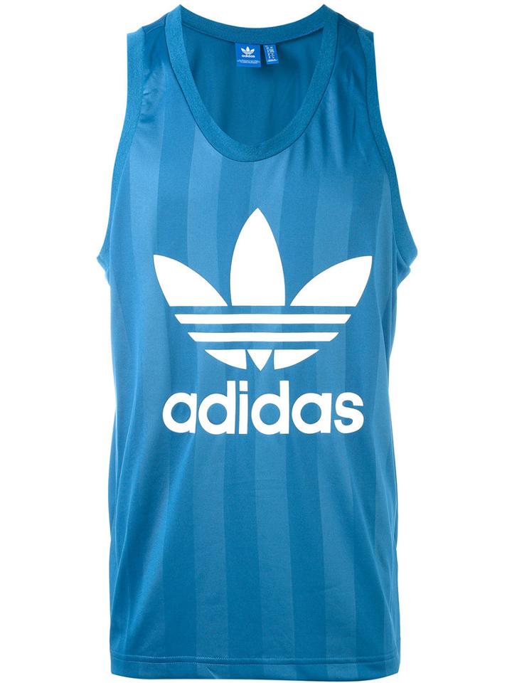 Trefoil Tank Top - Men - Polyester - L, Blue, Polyester, Adidas Originals