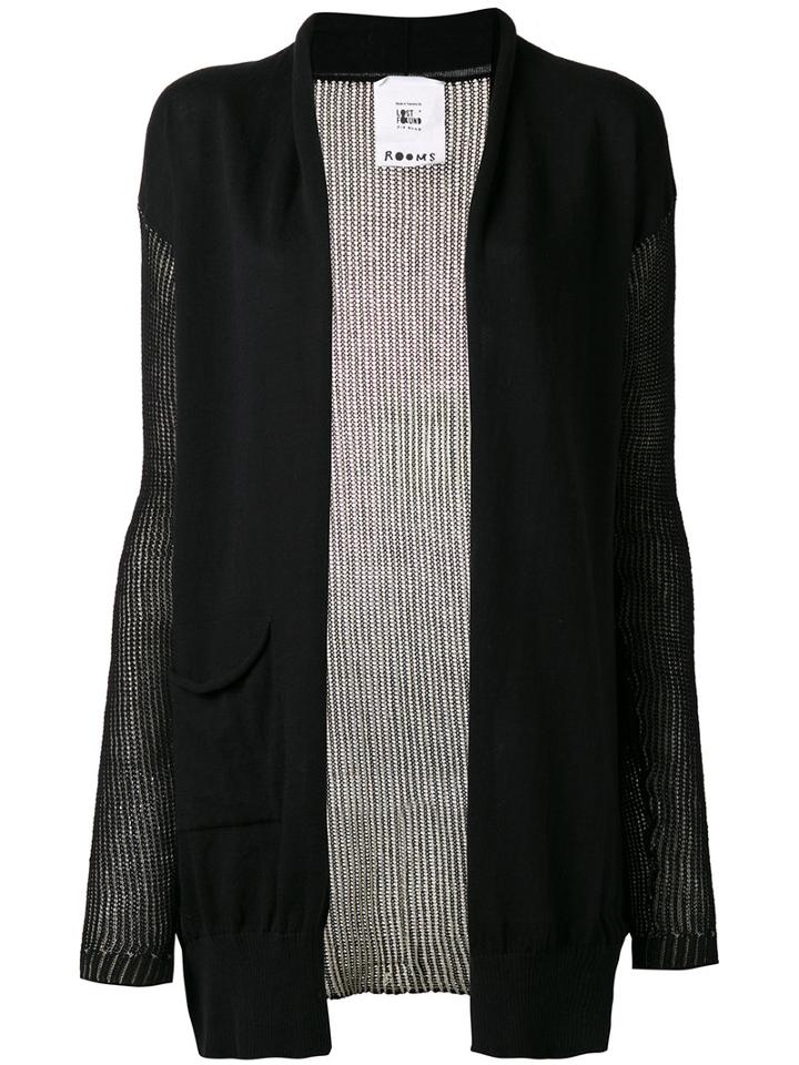 Lost & Found Rooms Knitted Sleeves Jacket, Women's, Size: Large, Black, Cotton
