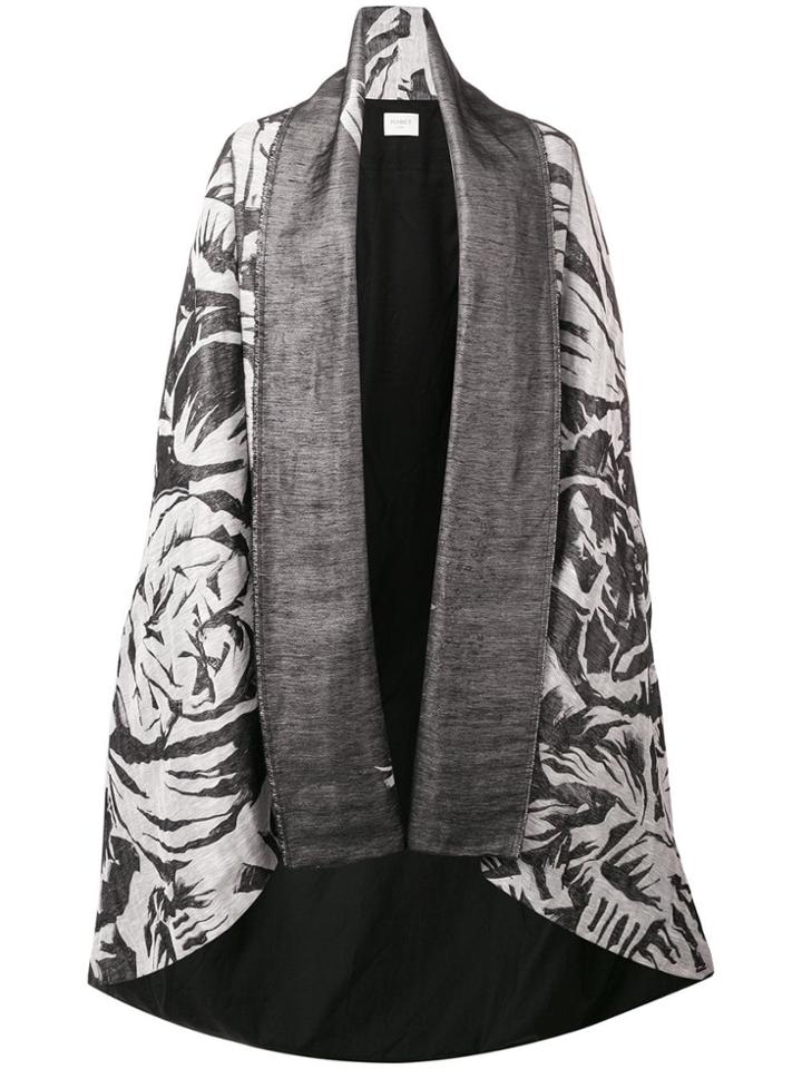 Poiret Floral Oversized Coat - Black