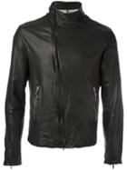 Emporio Armani Zip Up Biker Jacket, Men's, Size: 48, Black, Lamb Skin/polyester