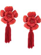 Jennifer Behr Floral Tassel Earrings - Red