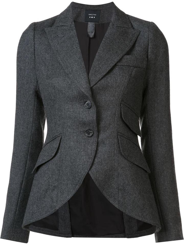 Smythe Equestrian Blazer, Women's, Size: 8, Grey, Rayon/wool/leather