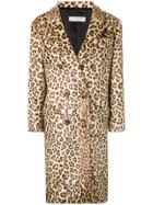 Alberto Biani Leopard Print Double-breasted Coat - Nude & Neutrals