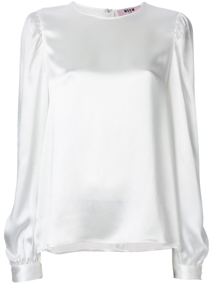 Msgm - Tie Sleeve Blouse - Women - Acetate/viscose - 48, White, Acetate/viscose