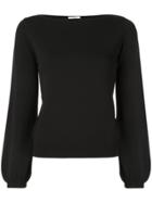Co Knitted Boat Neck Top - Black