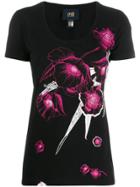 Cavalli Class Floral Print T-shirt - Black