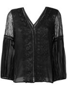 Alice+olivia Embroidered Floral Lace Blouse - Black