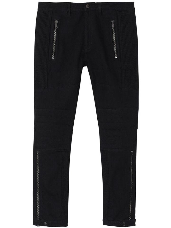 Burberry Slim Fit Zip Detail Biker Jeans - Black