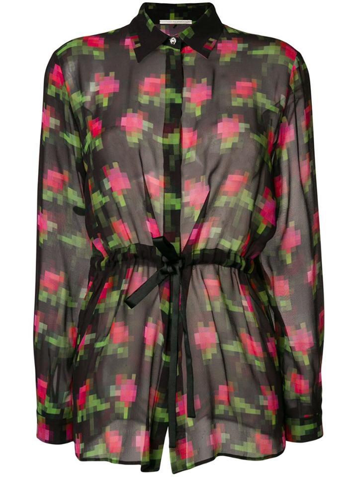 Marco De Vincenzo Pixelated Floral Print Shirt - Black