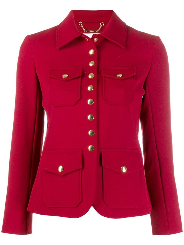 Chloé Fitted Button-up Jacket - Red