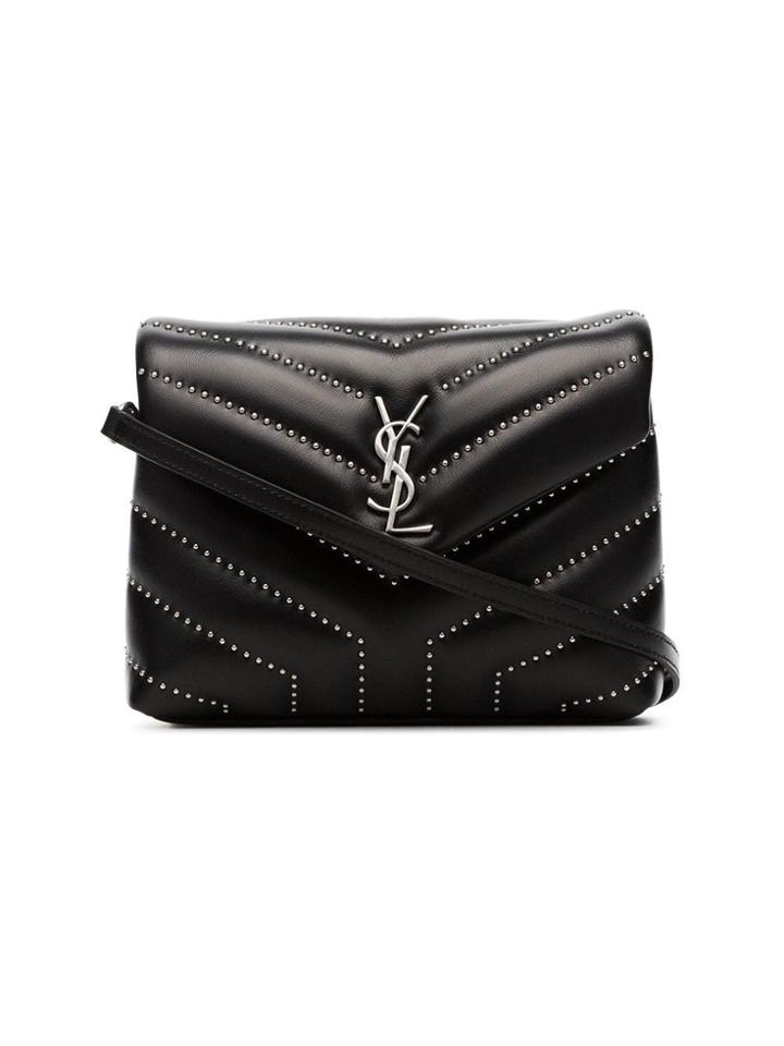 Saint Laurent Black Lou Lou Stud Embellished Quilted Leather Shoulder
