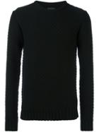 Laneus Cable Knit Jumper, Men's, Size: 50, Black, Virgin Wool