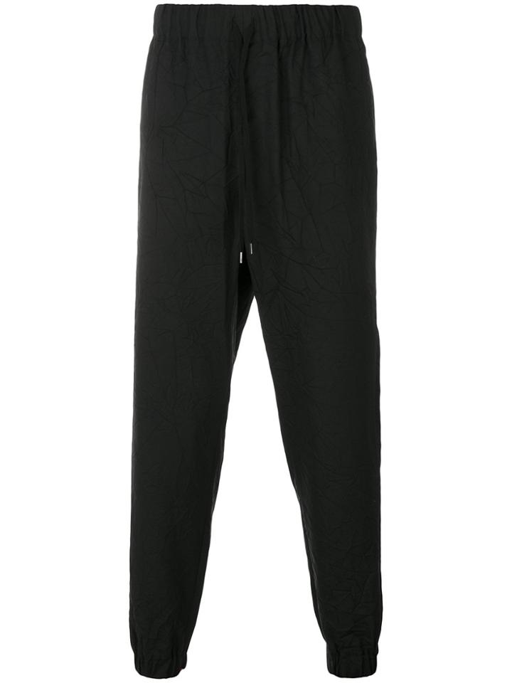 Issey Miyake Men Creased Drawstring Trousers - Black