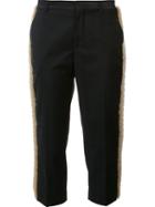 Maison Margiela Stripe Trim Cropped Trousers, Women's, Size: 40, Black, Cotton/virgin Wool