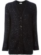 Saint Laurent Sequin Embellished Cardigan, Women's, Size: Xs, Black, Silk/polyester/mohair/wool