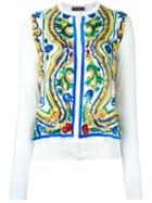 Dolce & Gabbana Majolica Print Panel Cardigan, Women's, Size: 44, Nude/neutrals, Silk