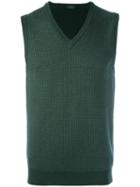 Zanone V-neck Vest, Men's, Size: 50, Green, Cotton/cashmere/virgin Wool