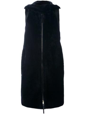 Marni Shearling Gilet, Women's, Size: 42, Black, Leather/sheep Skin/shearling/lamb Fur