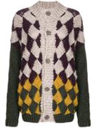 Oneonone Checked Loose Knit Cardigan - Multicolour