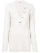 Aviù V-neck Ribbed Jumper - White