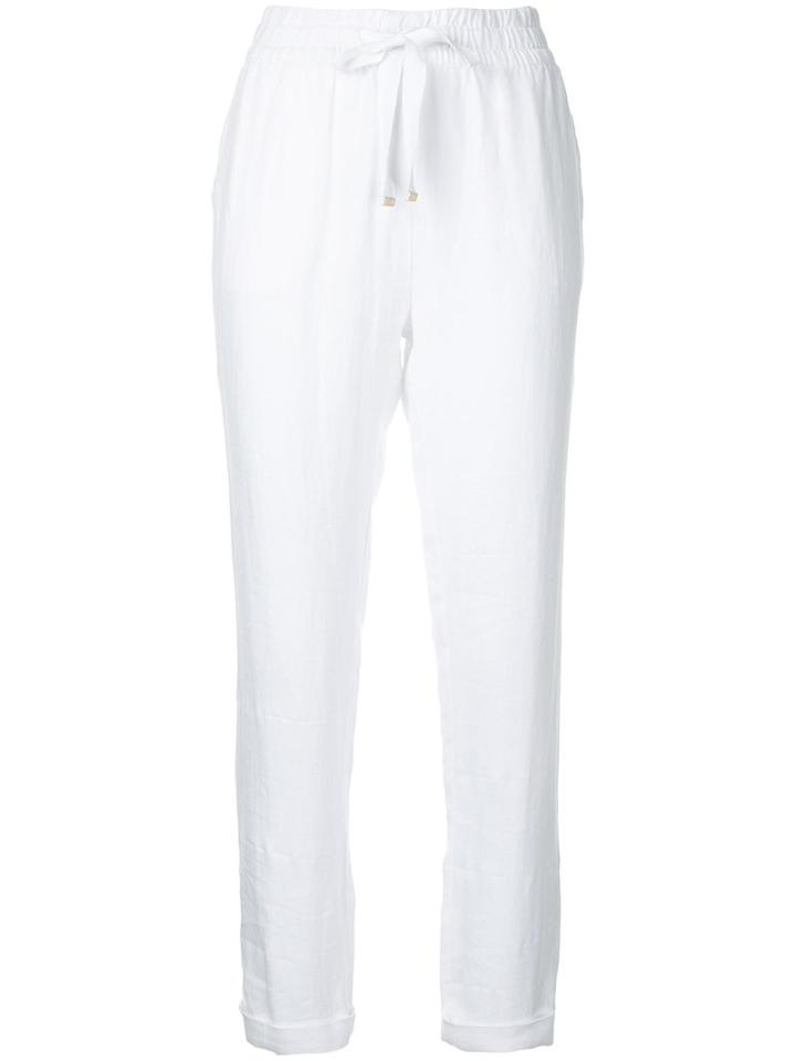 Venroy - Drawstring Cropped Trousers - Women - Linen/flax - L, White, Linen/flax
