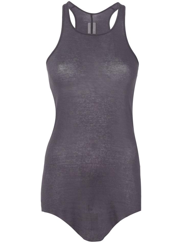 Rick Owens - Curved Hem Tank Top - Women - Cotton - 40, Pink/purple, Cotton